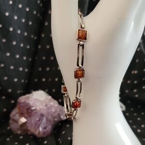 Elegant 925 Silver and Amber Bracelet